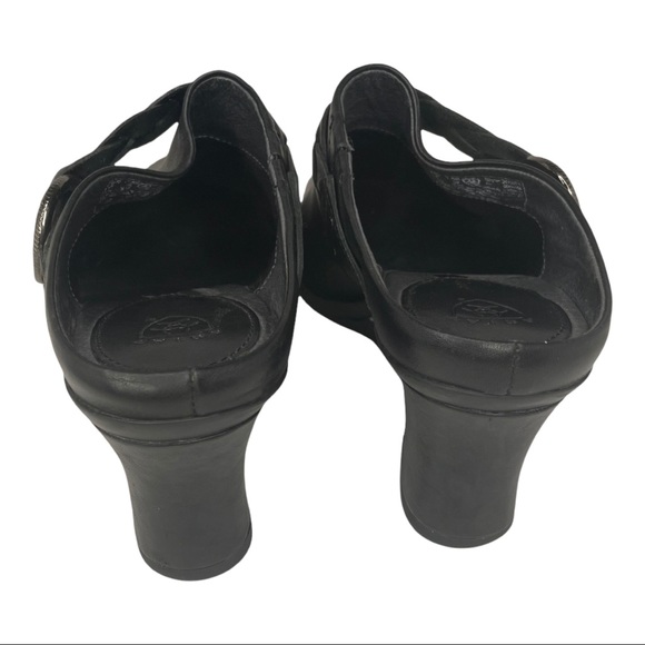 Ariat 7.5B Black Leather Wedge Mules Braided Strap - Picture 4 of 13